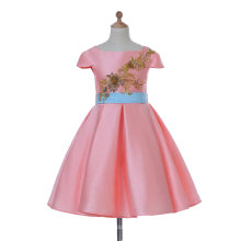 Розовый атласная цветочница платье для свадьбы и торжественных
